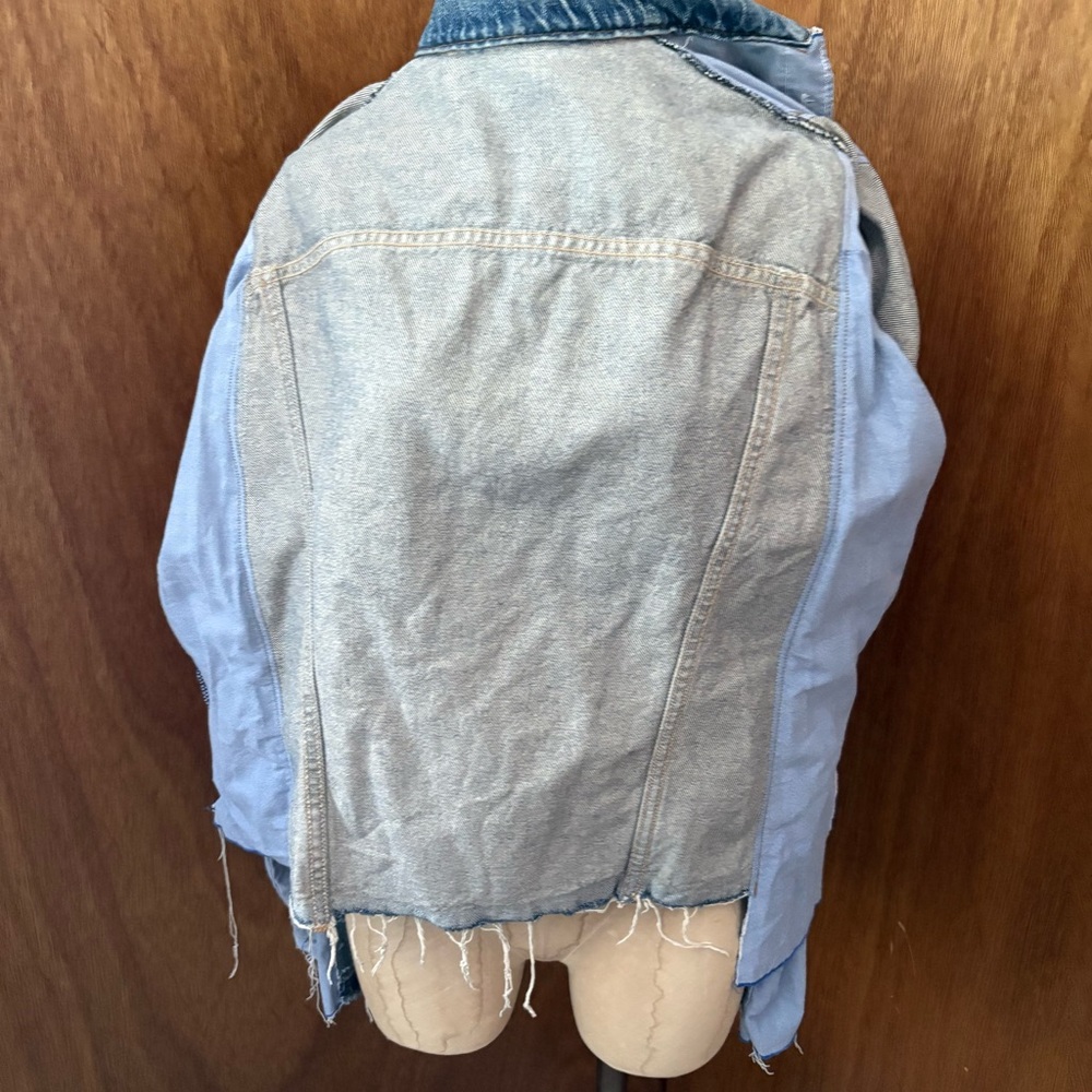 SOLD Levis sz L Remake DIY Denim Blue Button Down Shirt Long Sleeve Reconstructe - Picture 16 of 16